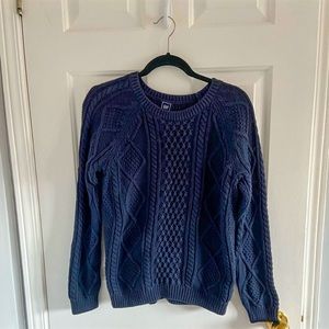 Cotton Cable Knit Sweater Navy Blue